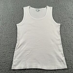 Sunspel Womens Basic Ribbed Tank Top Size Medium White Sleeveless Cotton